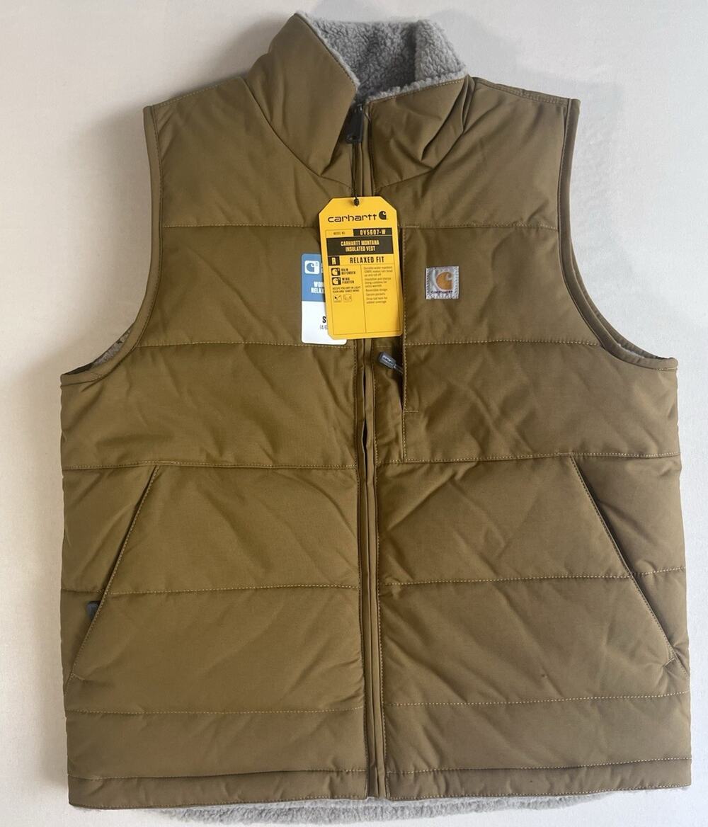 Carhartt Women’s Reversible Full Zip Insulated Puffer Vest Brown/Gray S OV5607-W